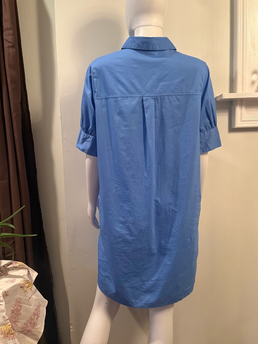 Old Navy Blue Short-Sleeve Button-Front Shirt Dress - Picture 3 of 9